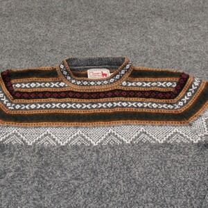 The Alpaca Connection Handmade Peru Fair Isle Sweater Mens Large Gray Wool Blend